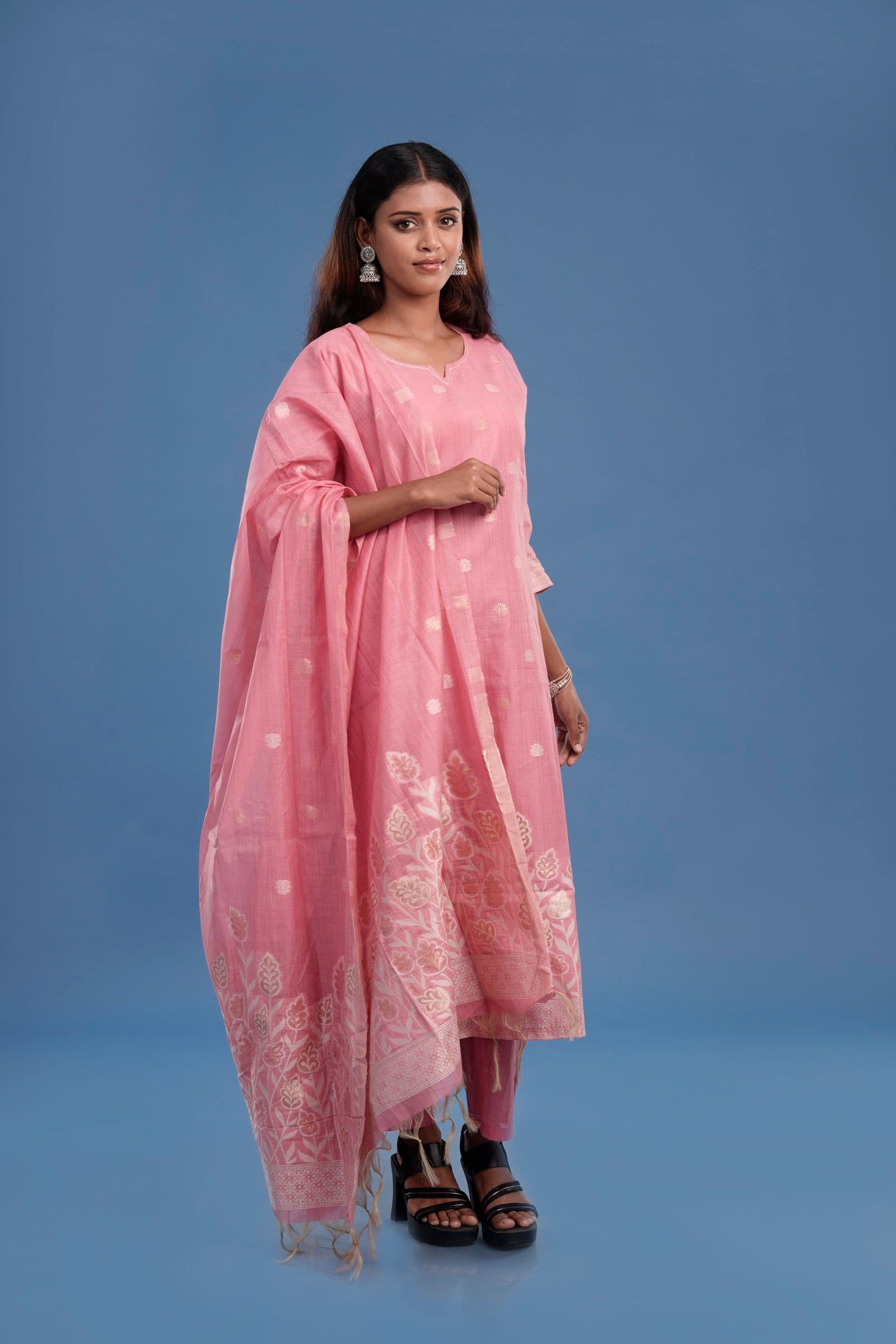 Pink Printed Kurta Set with Dupatta