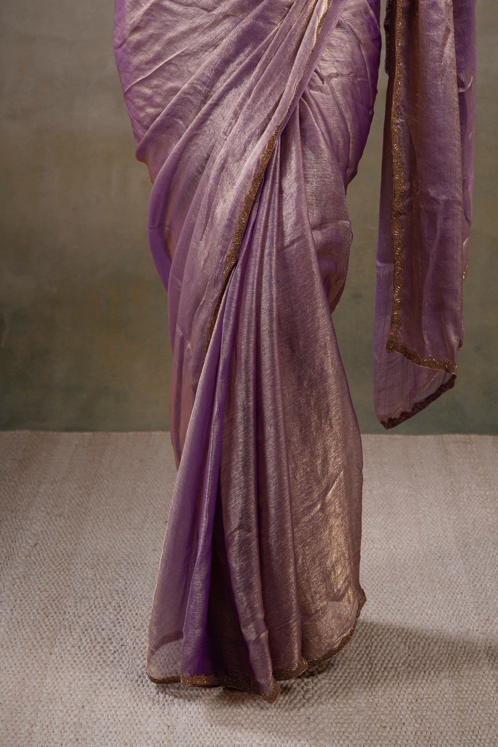 Orange Silk Saree with Pink Blouse